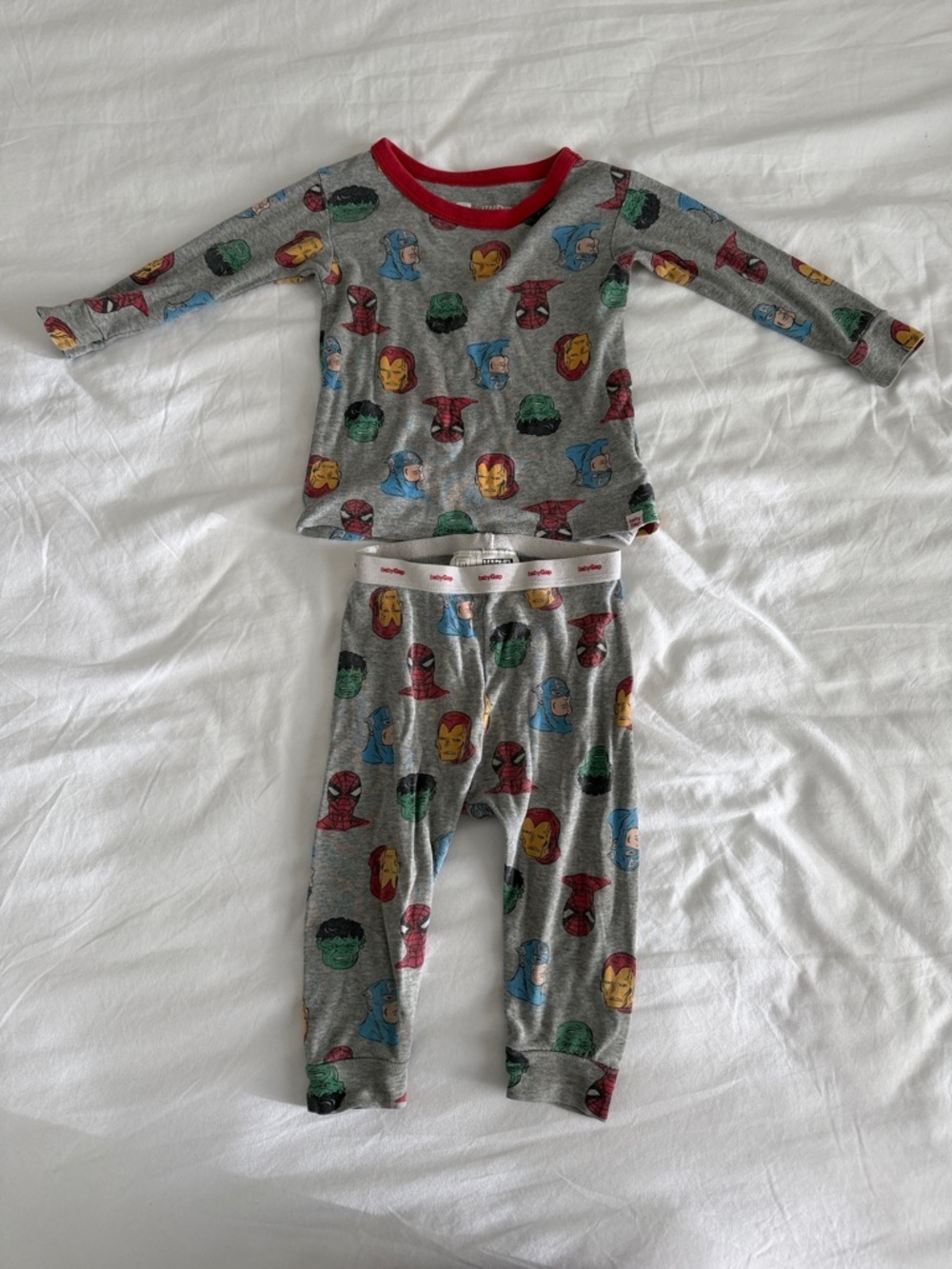 Marvel Grey Kids Superhero Pajama Set with Red Neck Trim 12 months